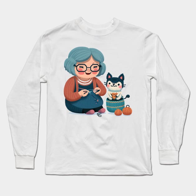 Knitting Cat Mom Long Sleeve T-Shirt by ShirtStories